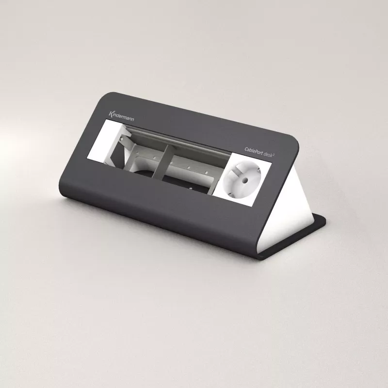 Kindermann CablePort desk² 80 4 vietų stalinis maitinimo modulis, juodas