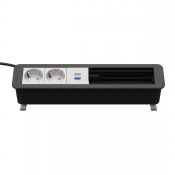 Kindermann CP Office Desk 6-Fold stalviršio jungčių centras su 2x Schuko ir 1x USB A/C