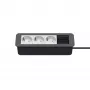 Kindermann CP Office Frame 4-Fach 3 x Power Socket Desktop Connectivity Hub Sidabrinis