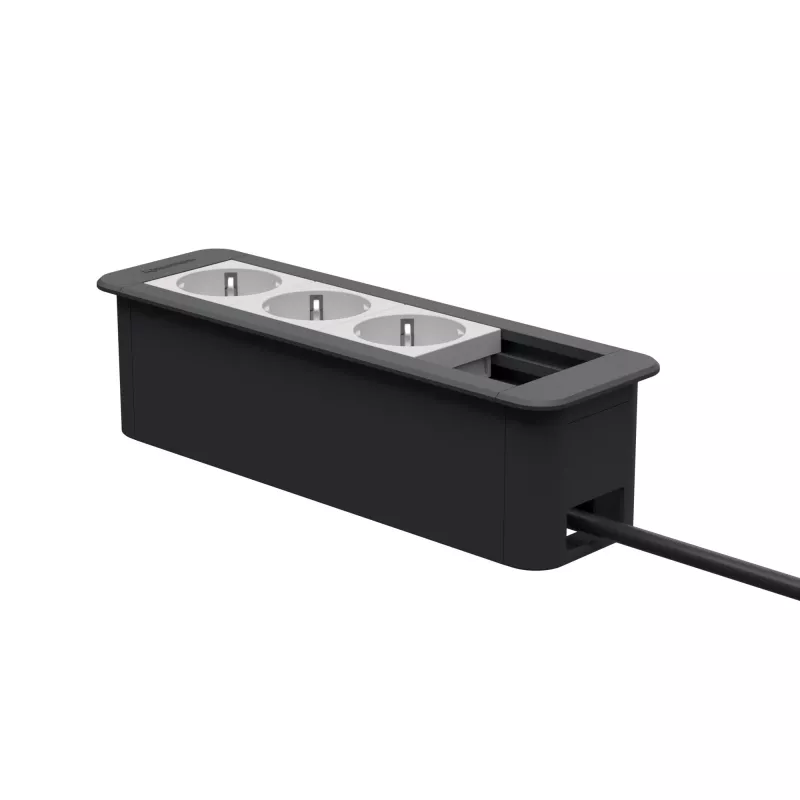 Kindermann CP Office Frame 4-Fach 3 x Power Socket Desktop Connectivity Hub Sidabrinis