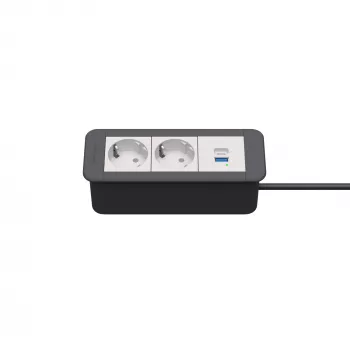 Kindermann CP Office Frame 3-fold 2x Schuko 1x USB-C PD Desk Connectivity Module