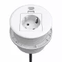 Kindermann CablePort Table White (STS-R90-2 weiß) - Stalo jungčių panelis su 2x Schuko lizdais