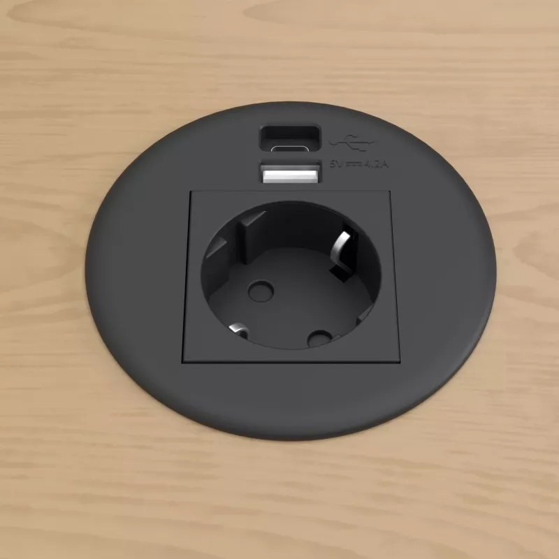 Kindermann CablePort Table Black (STS-R90-2 blac) - Korpusas stalo jungčių dėžutei