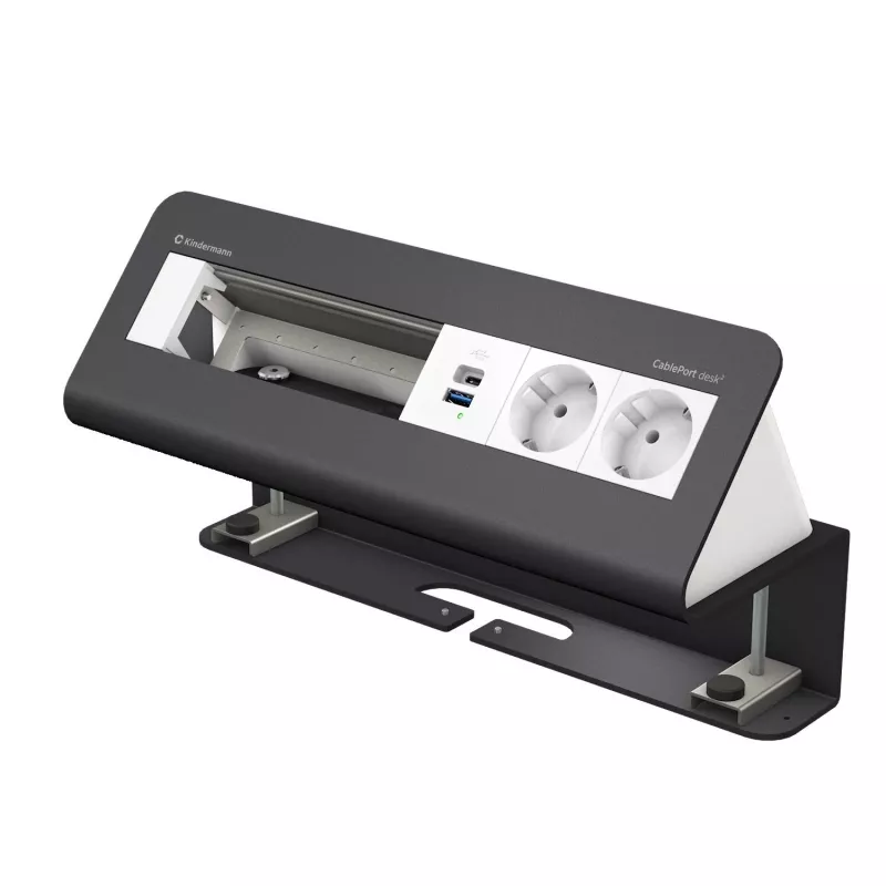 Kindermann CablePort desk² 6-fold 2x Power Socket USB Desk Clamp Module