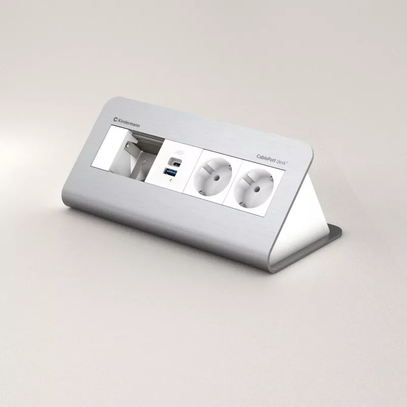 Kindermann CP desk² 80 4 lizdų 2x Power USB stalviršio jungčių panelė