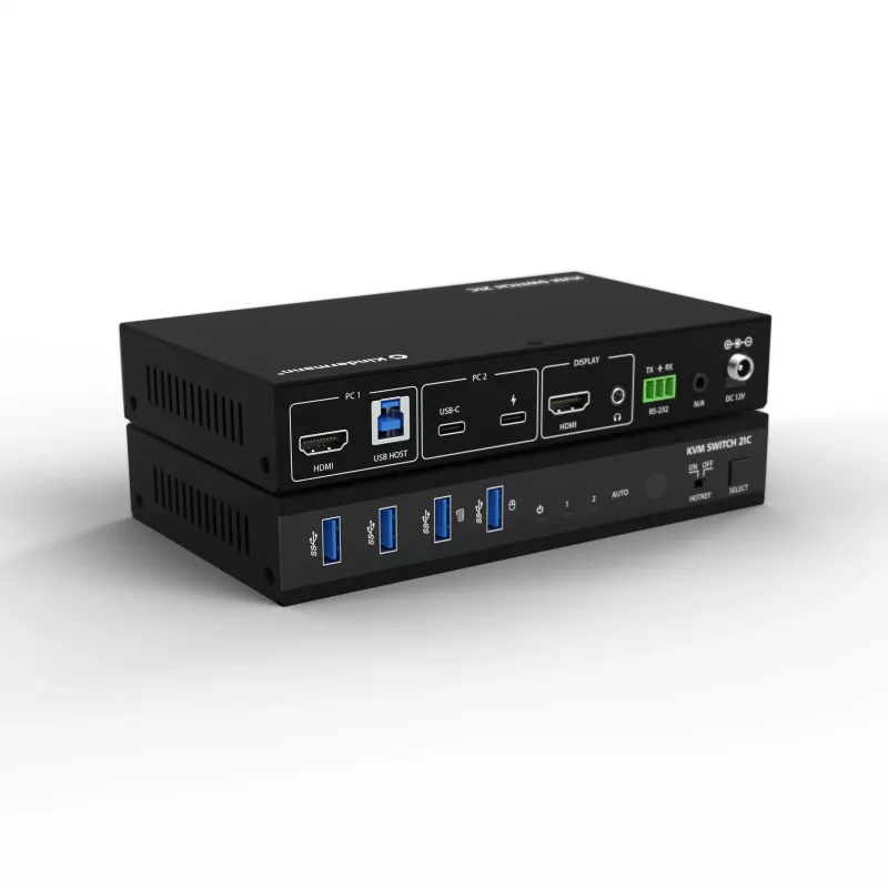 Kindermann KVM Switch 21C - 2-Port DVI-I KVM Switch with Audio and USB Hub