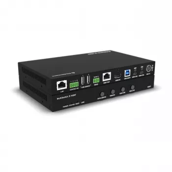 Kindermann MultiSwitch 31 HDBT 2.0 Transmitter / Presentation Switch - 3x1 USB-C & HDMI over HDBaseT - Telnet - RS-232 - 4K UHD