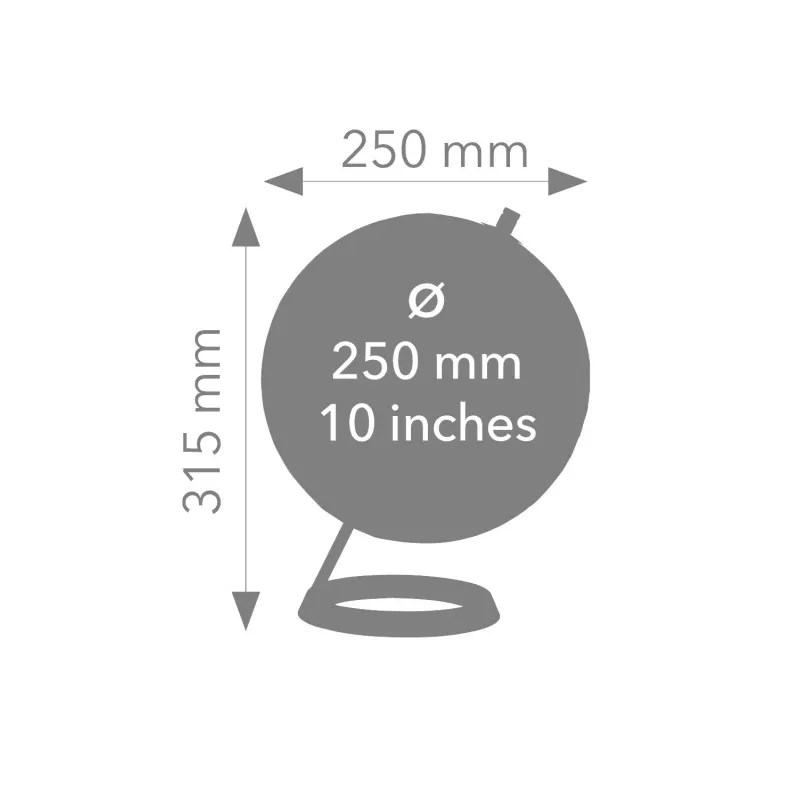 Stalinis gaublys TROIKA Globe 23.5 Degrees (G2507-P2P2/CB) – popieriaus prispaudėjas su chromuotu pagrindu, 60 mm