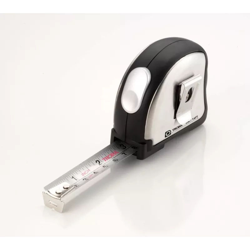 TROIKA ACCURATE Mini Retractable Tape Measure 2m/6ft Keychain Chrome