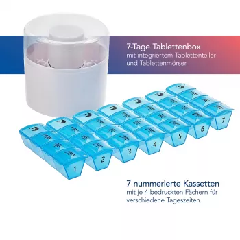 First Aid Only Tablečių Dėžutė su Tablečių Skaldyklu Mėlyna Balta