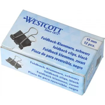 WESTCOTT 12 „Foldback“ segtukai, 19 mm, juodi/sidabriniai, 12 vienetų