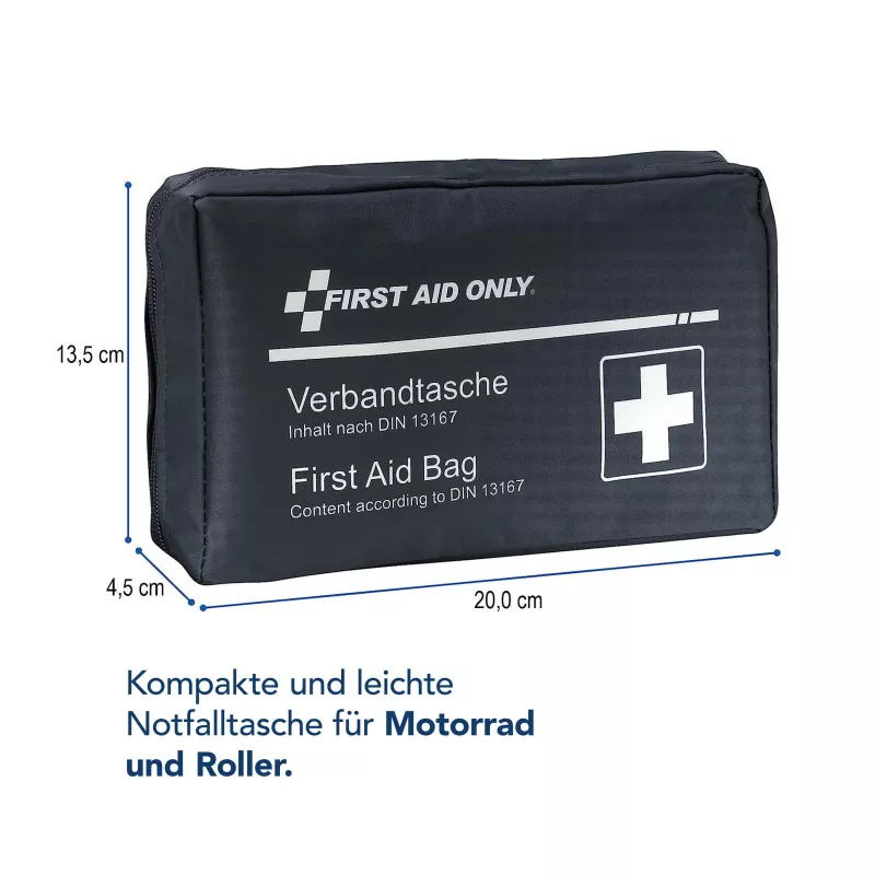 First Aid Only Motociklo pirmosios pagalbos rinkinys DIN 13167 mėlynas su įspėjamąja liemene