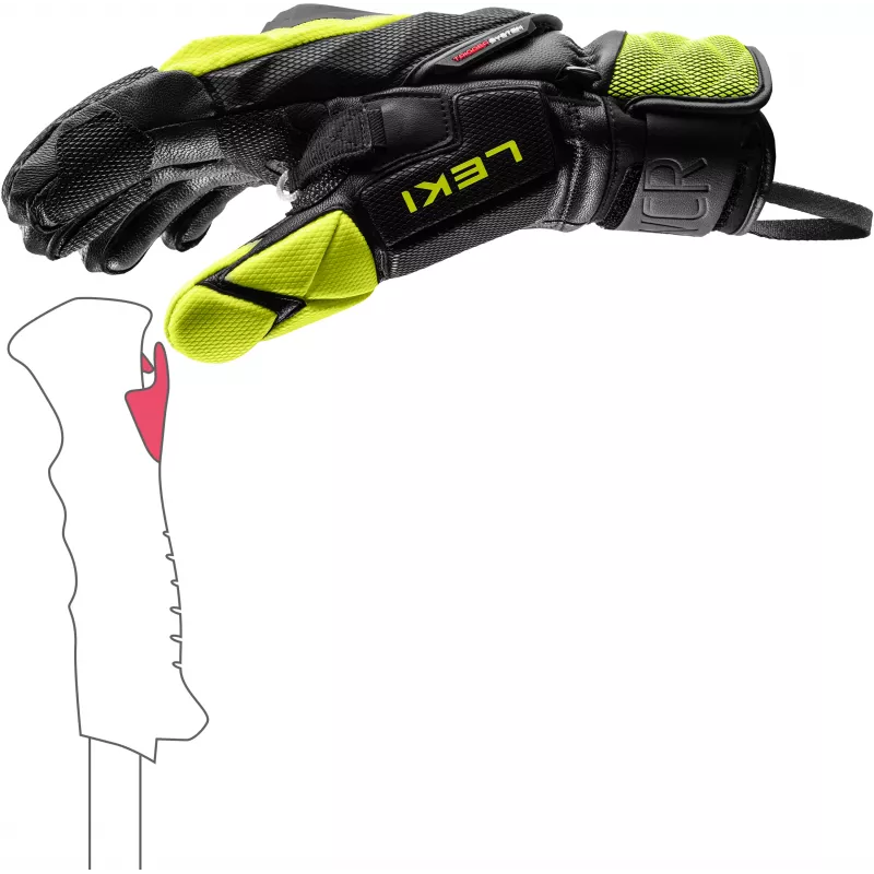 LEKI WCR Venom SL 3D Kalnų Slidinėjimo Lenktynių Pirštinės Juodai-Geltonos Dydis 8.5