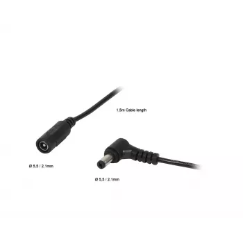 ALLNET DC Power Extension Cable 5,1mm x 2,1mm Female to Male 1,5m Black (ALL-Adapt-Ext5-10-1500)