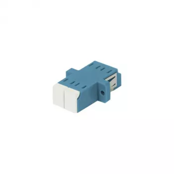 SYNERGY21 Fiber Optic Coupler LC/LC Singlemode OS2 9/125µm Duplex Blue PVC Ceramic Sleeve Flanged with One-sided Laser Protection Flap