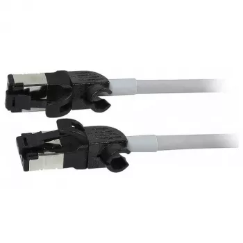 Synergy21 Patch Cable RJ45, CAT6A 500MHz, 0,5m, Grey, S/FTP, Slimline Round d=4,5mm, TPE/LSZH (Superflex), AWG28, su CAT7 Raw Connectors, Rotatable Connector
