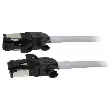 Synergy21 Patch Cable RJ45, CAT6A 500MHz, 1,5m, Grey, S/FTP, Slimline Round d=4,5mm, TPE/LSZH (Superflex), AWG28, with CAT7 Raw Connector, Rotatable Connector