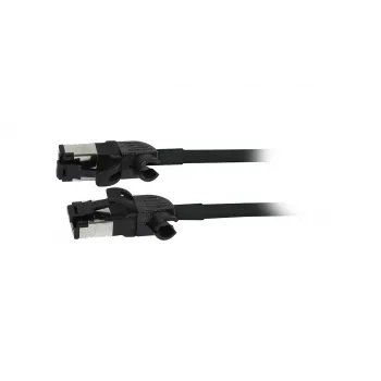 Synergy21 Patch Cable RJ45, CAT6A 500MHz, 1,0m, Black, S/FTP, Slimline Round d=4,5mm, TPE/LSZH (Superflex), AWG28, with CAT7 Raw Connectors Rotatable