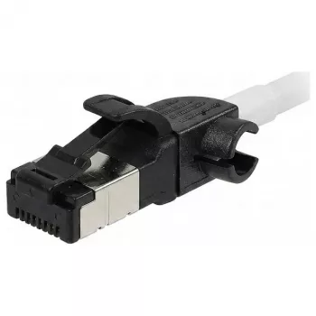 Synergy21 Patch Cable RJ45, CAT6A 500MHz, 1,0m, White, S/FTP, Slimline Round d=4,5mm, TPE/LSZH (Superflex), AWG28, with CAT7 Raw Cable, Swivel Connector