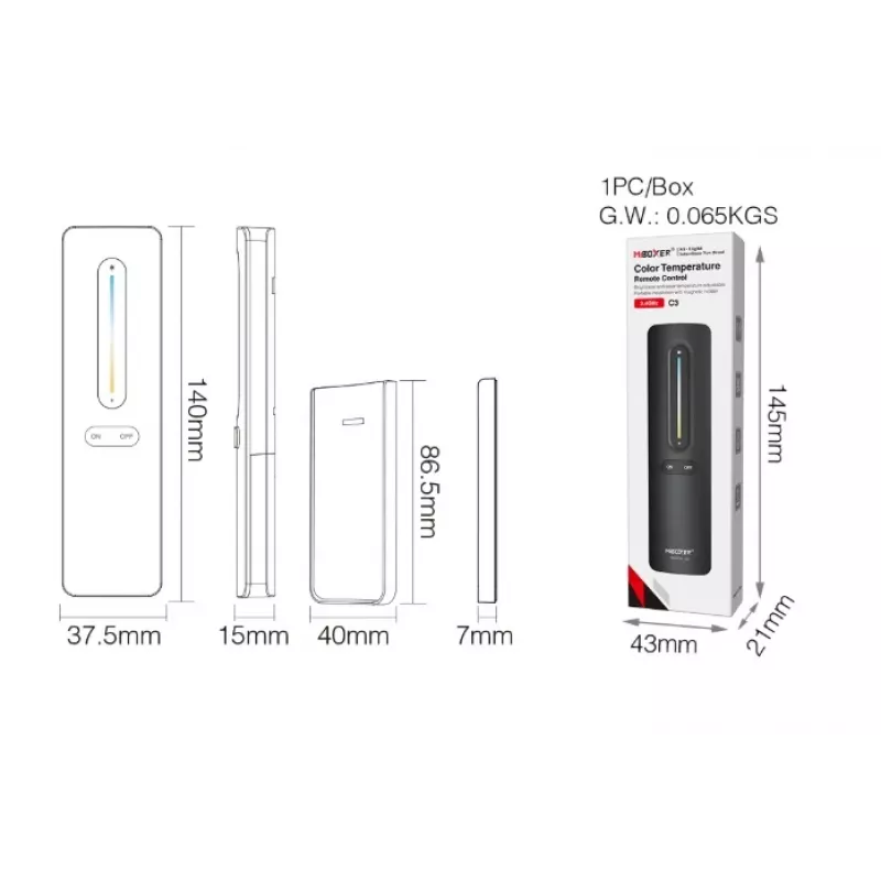 Miboxer Synergy 21 LED nuotolinio valdymo pultas 2,4GHz Dual White CCT+ Dimmer (C3-W)