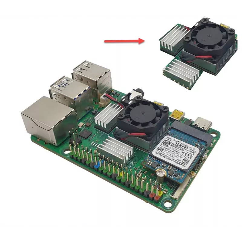 ALLNET Rock Pi 4C+ Heatsink Set (Rock4C+Heat-Set) – pasyvus aušinimo rinkinys Radxa Rock Pi 4C Plus
