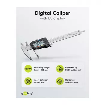 Goobay Digital Caliper 0-150 mm / 0-6 inch Stainless Steel