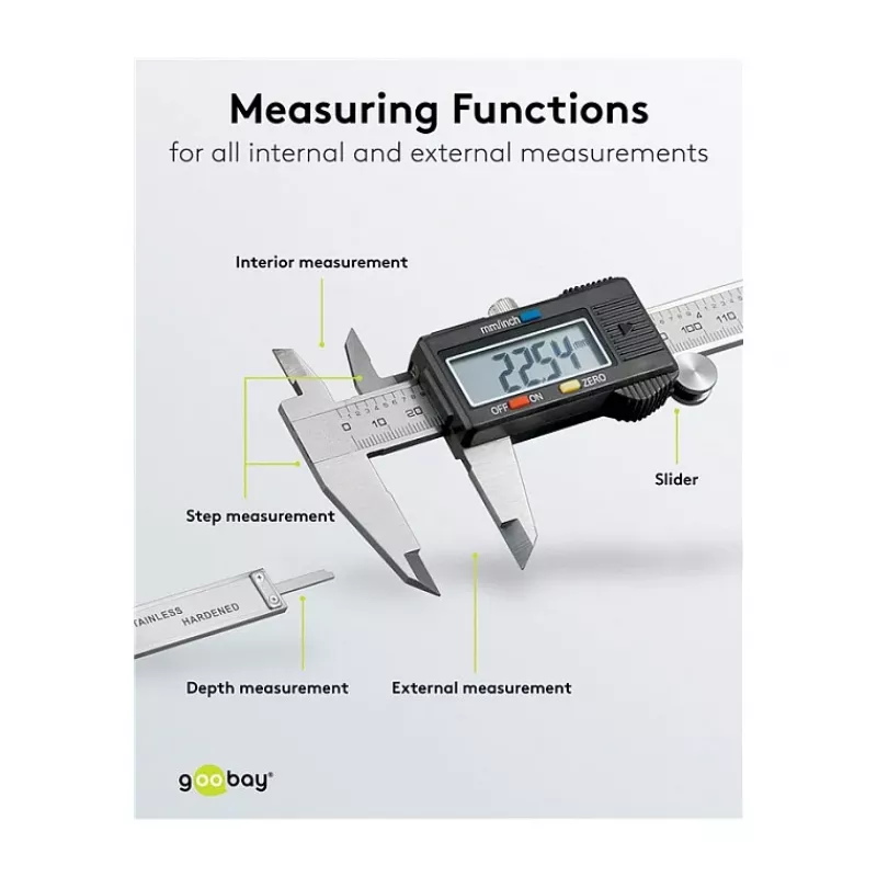 Goobay Digital Caliper 0-150 mm / 0-6 inch Stainless Steel