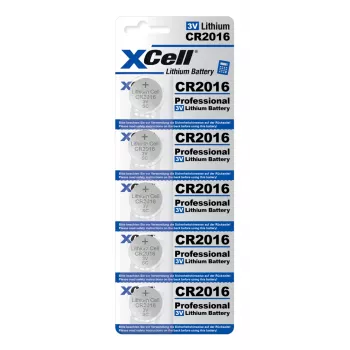 XCell CR2016 ličio monetinė baterija 3V 80mAh – 5 vnt. pakuotė