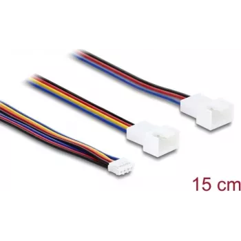 Delock Y kabelis ventiliatoriams 1 x JST PH 4 kontaktų PWM moteriškas į vyrišką + 4 kontaktų (3 kontaktai užimti) vyriškas 15 cm