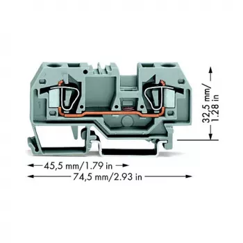 WAGO 282-901 3-ių laidų CAGE CLAMP gnybtų blokas, 10 mm², pilkas, DIN bėgeliui 35
