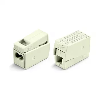 WAGO 224-112 2-Conductor Compact Splicing Connector, 400V, 24A, 1-2.5mm², Push-in, White/Transparent