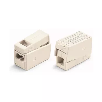 WAGO 224-112 2-Conductor Compact Splicing Connector, 400V, 24A, 1-2.5mm², Push-in, White/Transparent