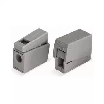 WAGO 224-101 1-Conductor 2-Way Push-in CAGE CLAMP Terminal Block, 400 V, 24 A, 0.5-2.5 mm², Transparent/Grey