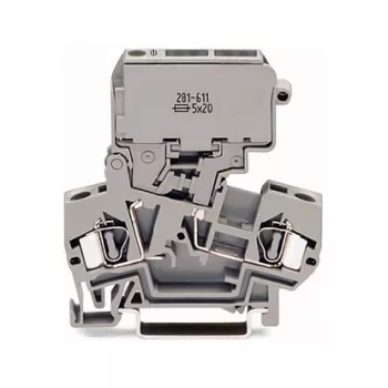 WAGO 281-611 TOPJOB® S Praeinanti gnybtų jungtis, 3 prijungimo taškai, 6 mm², pilka, DIN-35 bėgelis