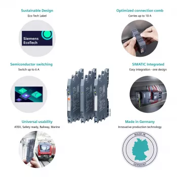 Siemens SIRIUS 3RQ4 kištukinė tarpinė relė, 230 V AC/DC, 3 NO + 1 NC, varžtiniai gnybtai