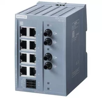 Siemens SCALANCE XB108-2 nevaldomas pramoninis Ethernet jungiklis, 8 RJ45 + 2 SC kelių režimų šviesolaidis, DIN bėgelis