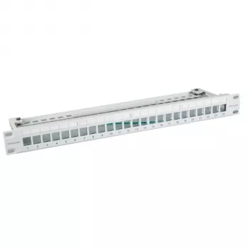 EFB Elektronik 19 colių 24 prievadų 1U paskirstymo skydelis „Keystone“ moduliams, anglies juodos spalvos (RAL 9005)