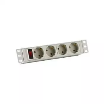 EFB-Elektronik 10 1HE maitinimo blokas 4 x CEE 7/3 su jungikliu, aliuminio profilis, pilka
