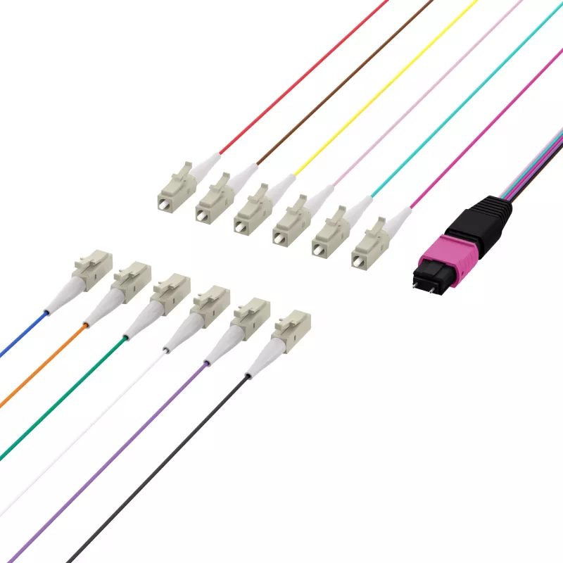 EFB ELEKTRONIK MPO-PLUS(M)-LC Fanout Cable OM4 12 Fibers Type B LSZH Heather Violet 0,4m