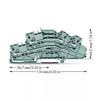 WAGO 2003-6642 Perėjimo gnybtų blokas, TOPJOB® S, 2 laidininkų, 4 mm², pilkas, 800 V, 24 A