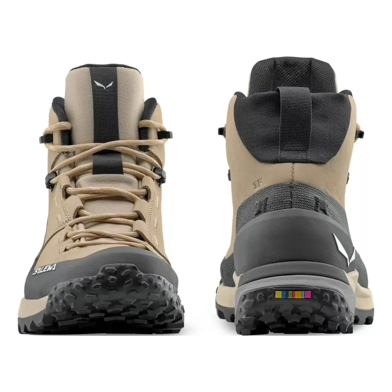 SALEWA Puez Leather Mid PTX Shoes Women Quicksand Onyx UK