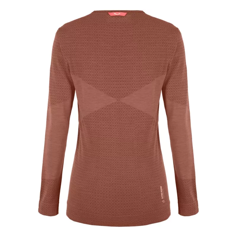 Salewa Zebru Medium Warm AMR L/S Tee Women's - Etruscan Red, Size M