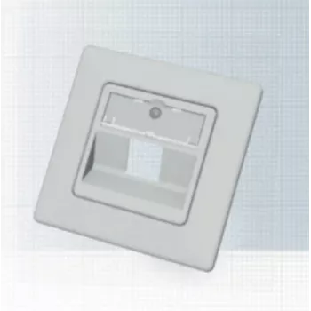 EasyLan CKVDUSL1R modulinė lizdų dėžutė 1 moduliui, su centrine plokšte ir dengiamuoju rėmeliu, 80 x 80 mm, balta