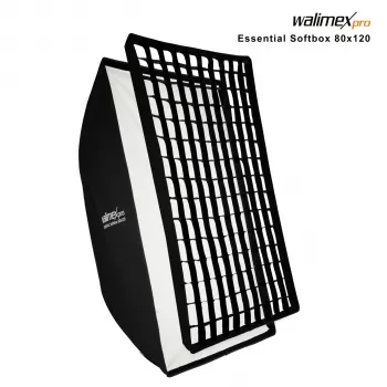 Walimex Pro Softbox Essential 80x120 cm stačiakampė softbox su Bowens laikikliu, sidabriniu vidumi, difuzoriais, nešiojimo krepšiu
