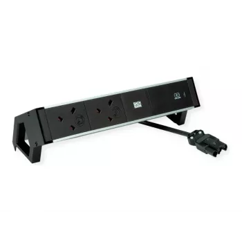 Bachmann Desk 2 Alu – 2x UK Type G lizdai, 2 m laidas, juodas