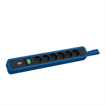 Bachmann PRIMO 2 Ilgintuvas 6x Kištukiniai Lizdai su Jungikliu ir Kilpa 2,0m CEE7/7 Kištukas RAL5010 Mėlyna