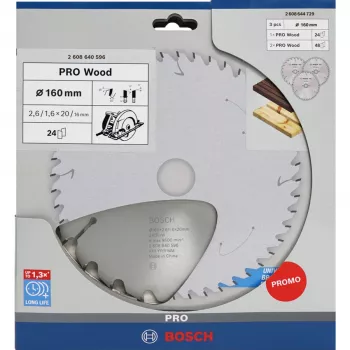 BOSCH POWERTOOLS PRO Wood Circular Saw Blade 160 mm (3-Piece Promo Pack)