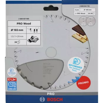 BOSCH POWERTOOLS PRO Wood Cordless Circular Saw Blade 165 mm (2-Piece Promo Pack)