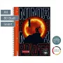 Brunnen College Block Ninja Power Lineatur 27 bloknotas su linijomis DIN A4, su vidine parašte, 80 lapų, spiralinis įrišimas, 4 skylių perforacija, perforuoti lapai, 70 gsm, baltas