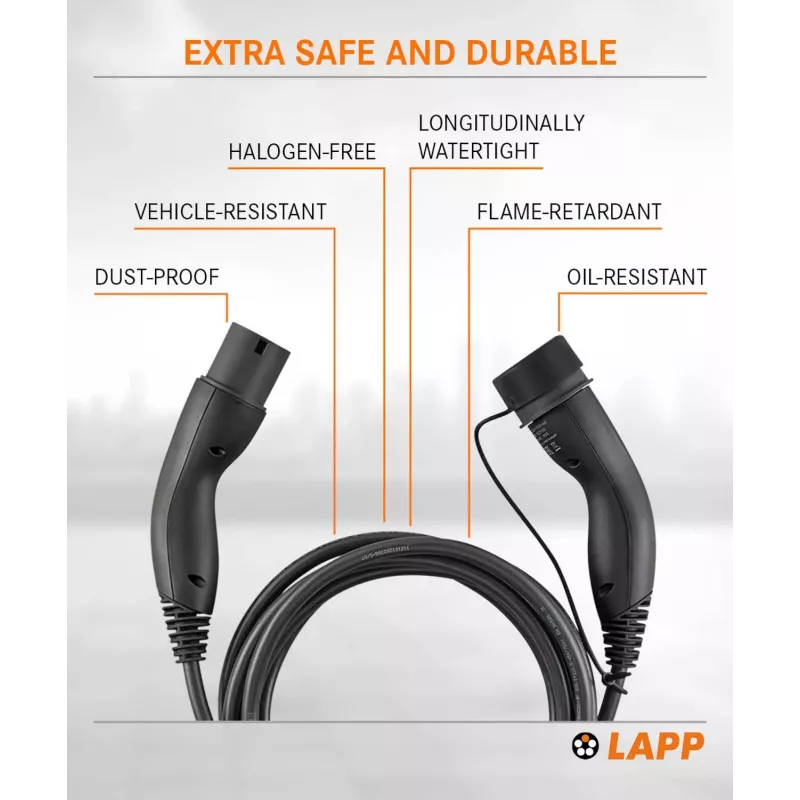 Lapp Mobility Type 2 EV Įkrovimo Laidas 22 kW 3 m Juodas